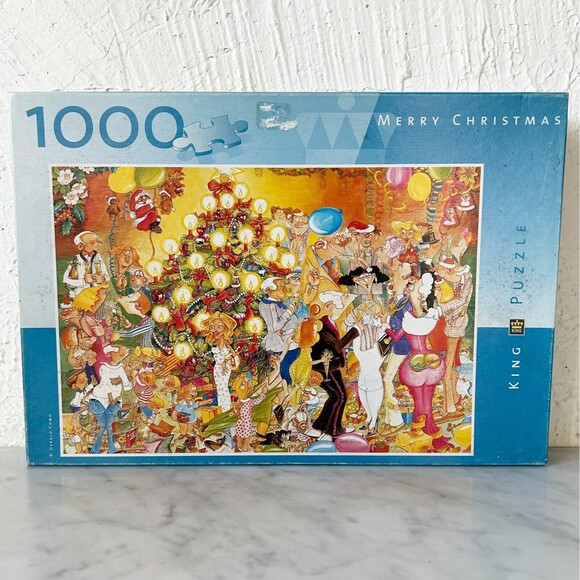 Merry Christmas Cartoon by Gerald Como 1000 Piece King Puzzle - Complete - Picture 1 of 8